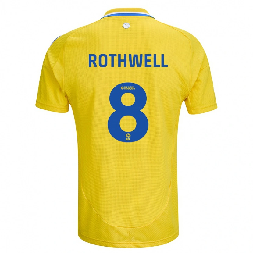 Danxen Uomo Maglia Joe Rothwell #8 Giallo Blu Kit Gara Away 2024/25 Maglietta