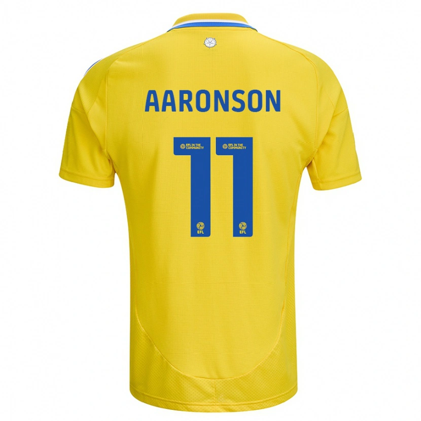 Danxen Uomo Maglia Brenden Aaronson #11 Giallo Blu Kit Gara Away 2024/25 Maglietta