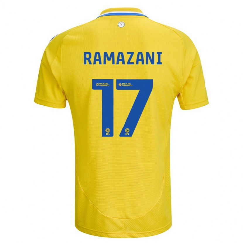 Danxen Uomo Maglia Largie Ramazani #17 Giallo Blu Kit Gara Away 2024/25 Maglietta