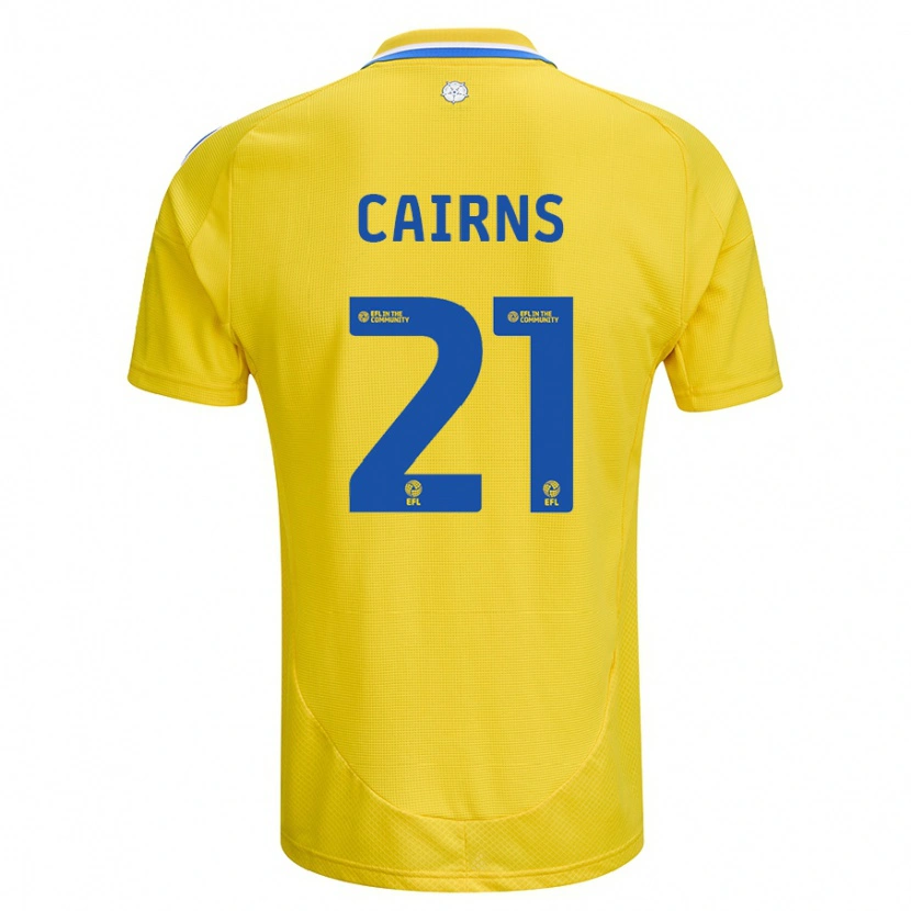 Danxen Uomo Maglia Alex Cairns #21 Giallo Blu Kit Gara Away 2024/25 Maglietta