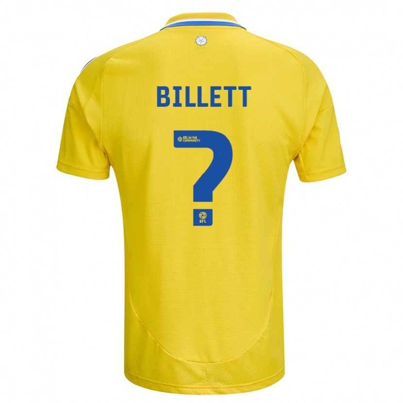 Danxen Uomo Maglia Joe Billett #0 Giallo Blu Kit Gara Away 2024/25 Maglietta