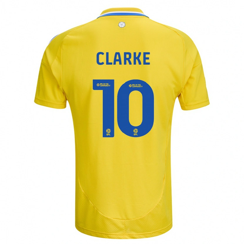Danxen Uomo Maglia Sarah Clarke #10 Giallo Blu Kit Gara Away 2024/25 Maglietta