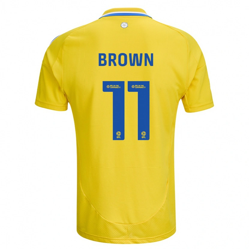Danxen Uomo Maglia Abbie Brown #11 Giallo Blu Kit Gara Away 2024/25 Maglietta