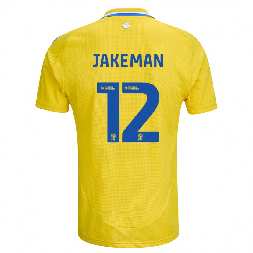 Danxen Uomo Maglia Harriet Jakeman #12 Giallo Blu Kit Gara Away 2024/25 Maglietta