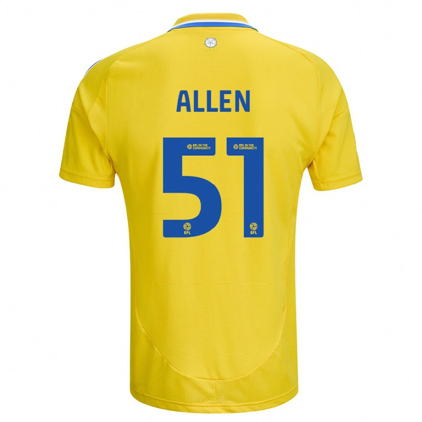 Danxen Uomo Maglia Charlie Allen #51 Giallo Blu Kit Gara Away 2024/25 Maglietta
