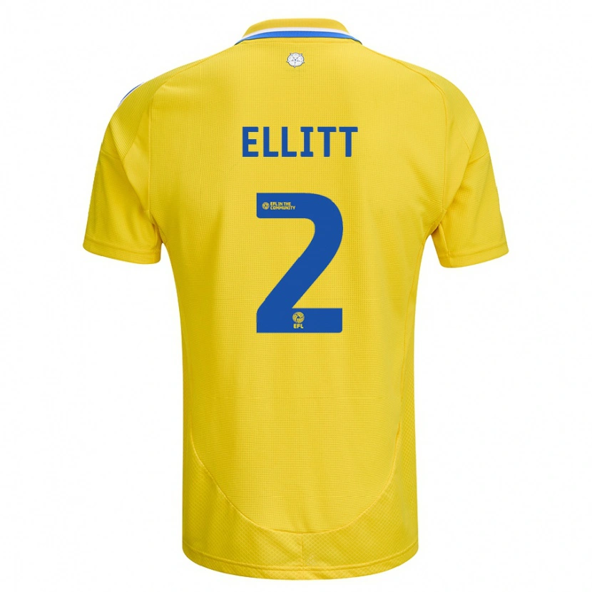 Danxen Uomo Maglia Izzy Ellitt #2 Giallo Blu Kit Gara Away 2024/25 Maglietta