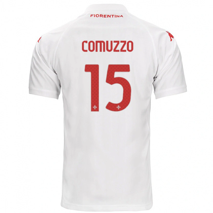 Danxen Uomo Maglia Pietro Comuzzo #15 Bianco Kit Gara Away 2024/25 Maglietta