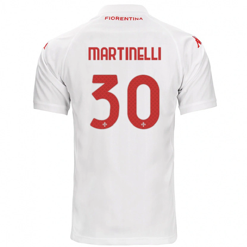 Danxen Uomo Maglia Tommaso Martinelli #30 Bianco Kit Gara Away 2024/25 Maglietta