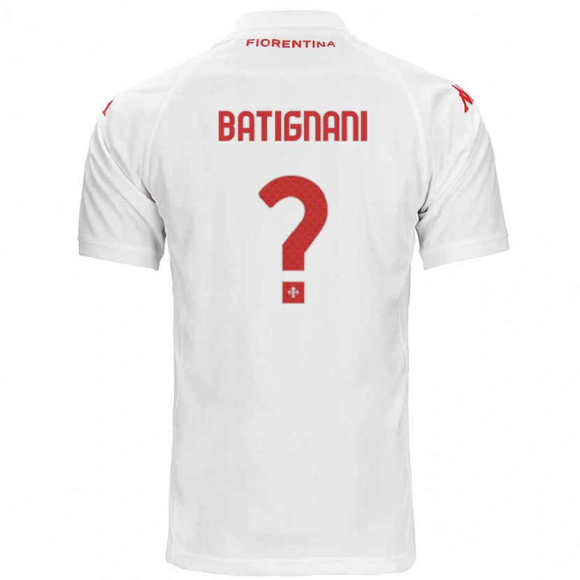 Danxen Uomo Maglia Francesco Batignani #0 Bianco Kit Gara Away 2024/25 Maglietta