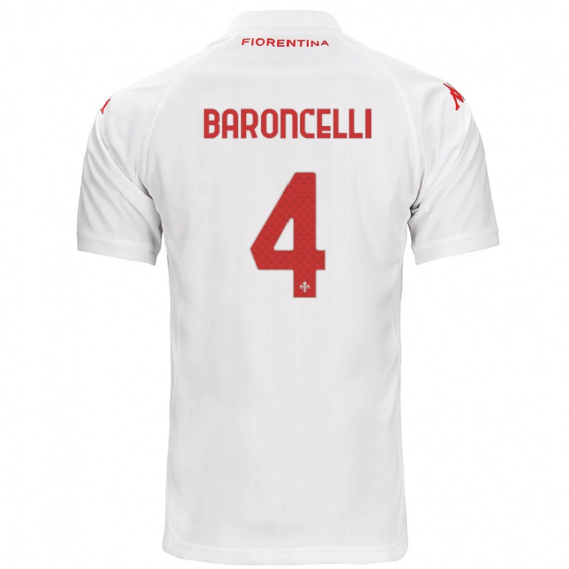 Danxen Uomo Maglia Leonardo Baroncelli #4 Bianco Kit Gara Away 2024/25 Maglietta
