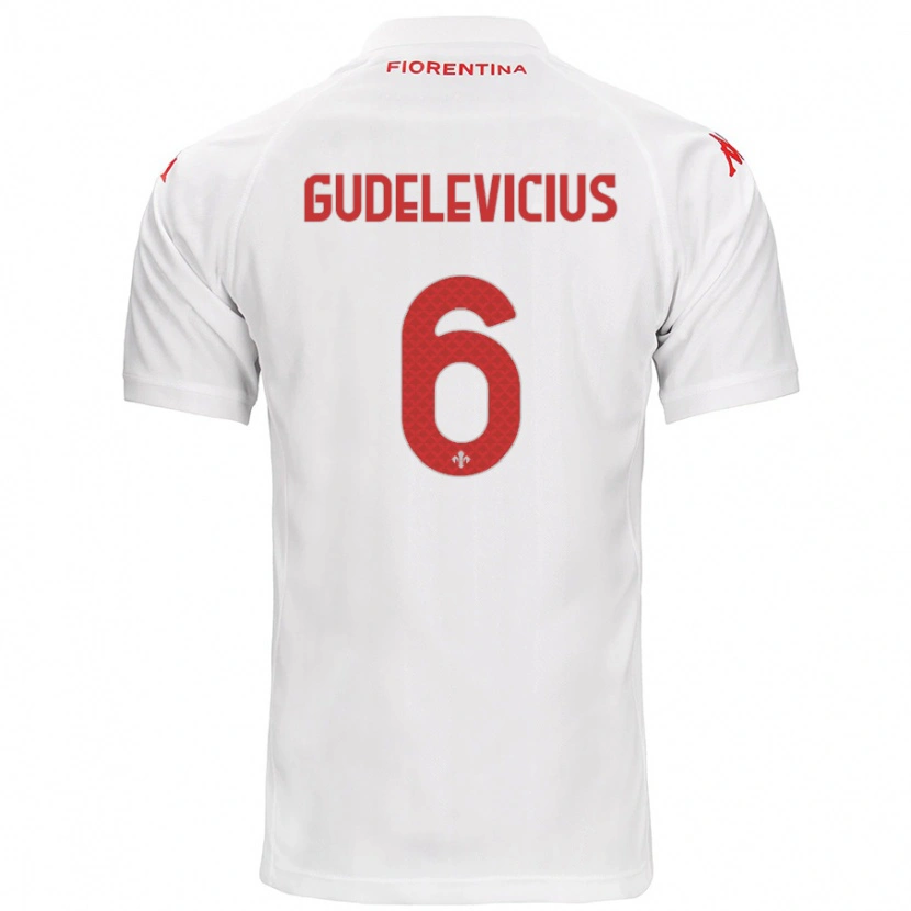 Danxen Uomo Maglia Ernestas Gudelevicius #6 Bianco Kit Gara Away 2024/25 Maglietta