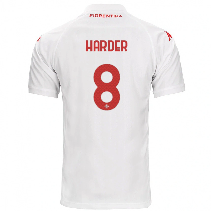 Danxen Uomo Maglia Jonas Harder #8 Bianco Kit Gara Away 2024/25 Maglietta