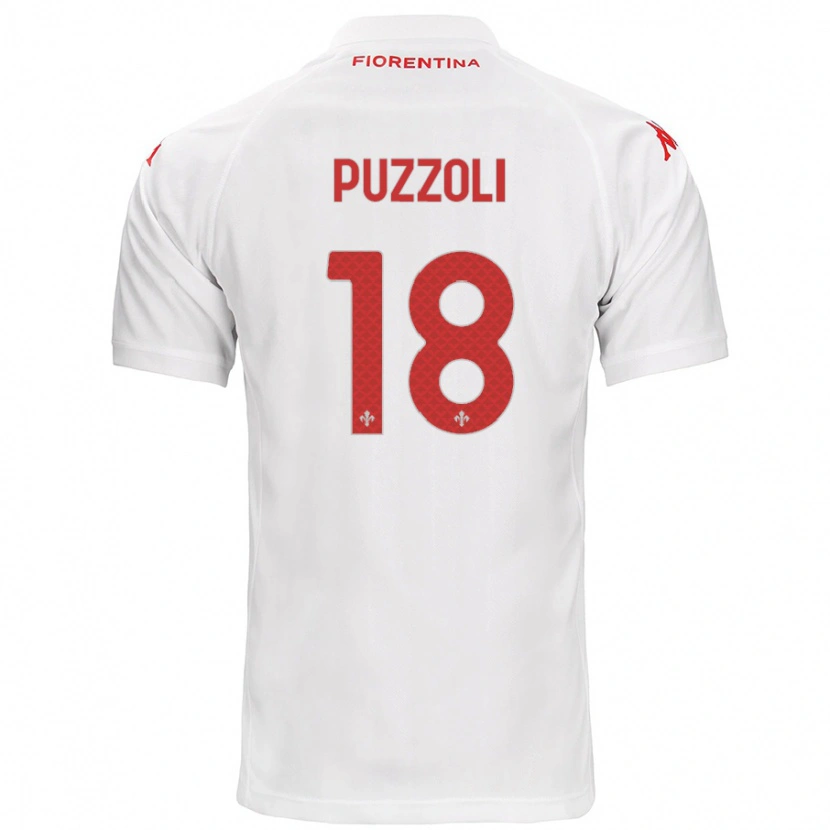 Danxen Uomo Maglia Giorgio Puzzoli #18 Bianco Kit Gara Away 2024/25 Maglietta