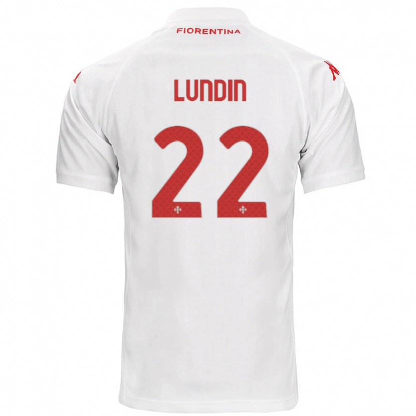 Danxen Uomo Maglia Karin Lundin #22 Bianco Kit Gara Away 2024/25 Maglietta