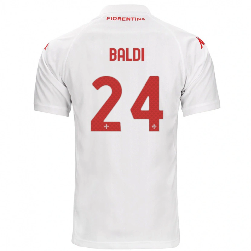 Danxen Uomo Maglia Rachele Baldi #24 Bianco Kit Gara Away 2024/25 Maglietta