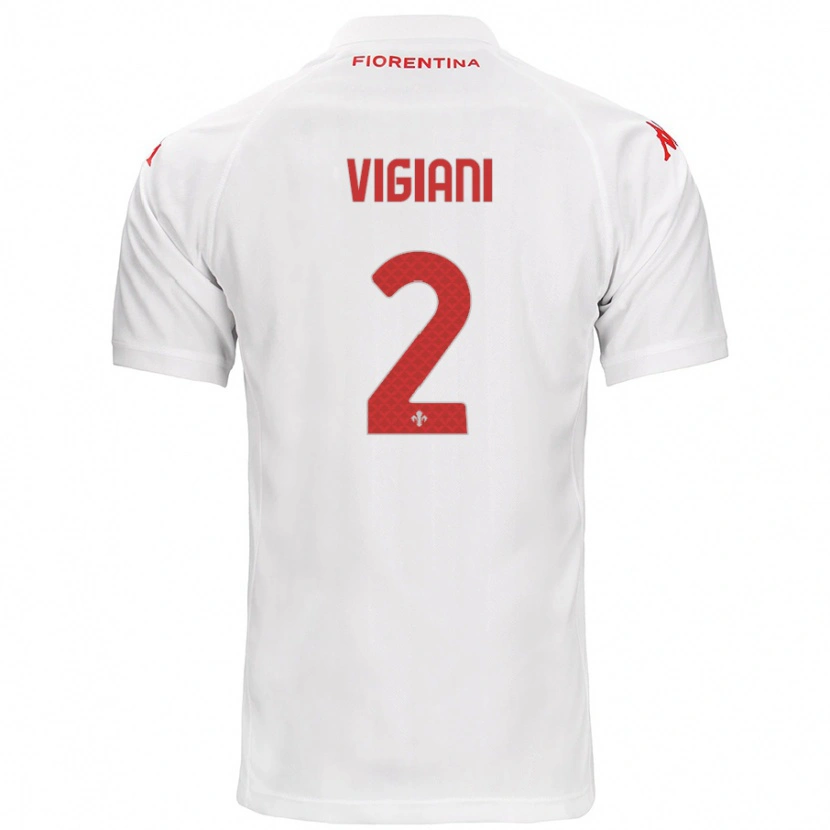Danxen Uomo Maglia Lorenzo Vigiani #2 Bianco Kit Gara Away 2024/25 Maglietta