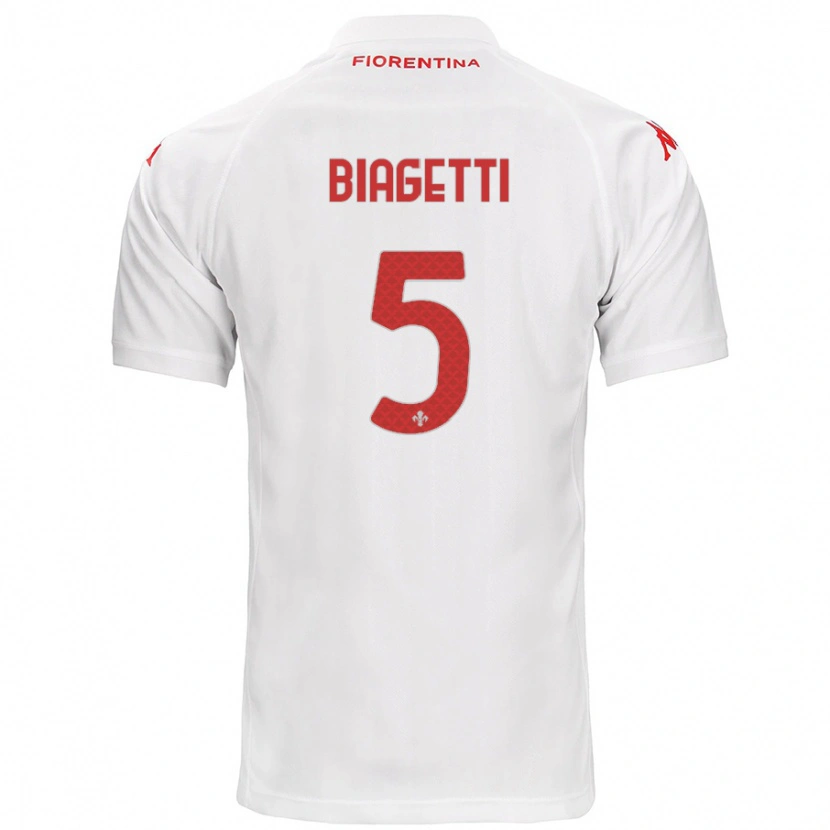 Danxen Uomo Maglia Christian Biagetti #5 Bianco Kit Gara Away 2024/25 Maglietta