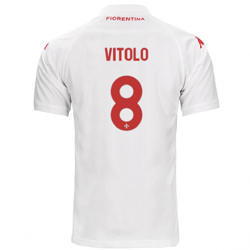 Danxen Uomo Maglia Federico Vitolo #8 Bianco Kit Gara Away 2024/25 Maglietta