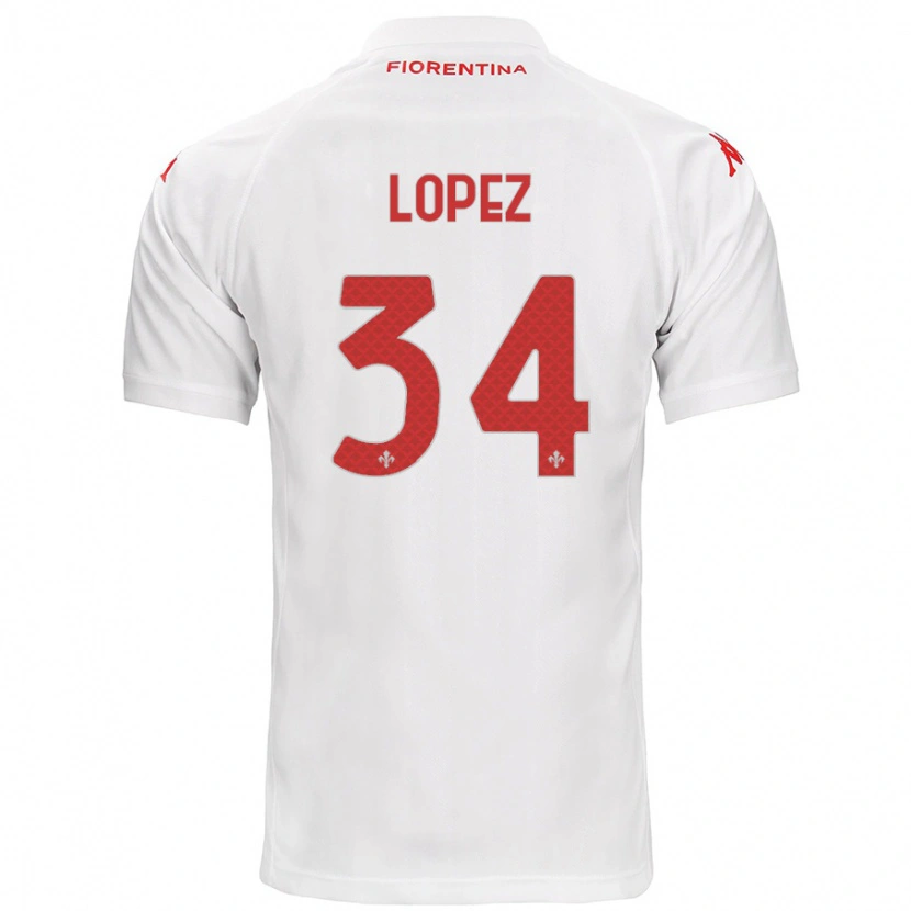 Danxen Uomo Maglia Lucas López #34 Bianco Kit Gara Away 2024/25 Maglietta