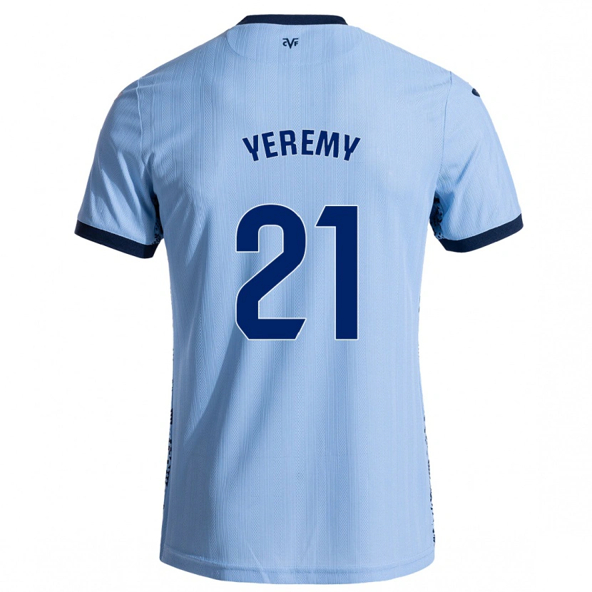 Danxen Uomo Maglia Yéremy Pino #21 Azzurro Cielo Kit Gara Away 2024/25 Maglietta