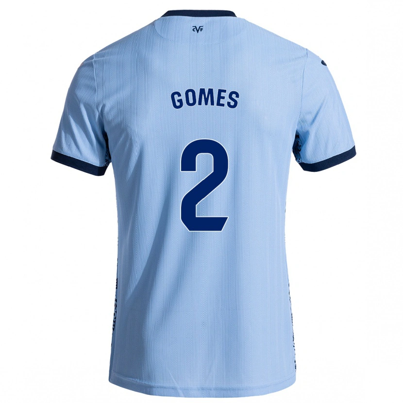 Danxen Uomo Maglia Vique Gomes #2 Azzurro Cielo Kit Gara Away 2024/25 Maglietta