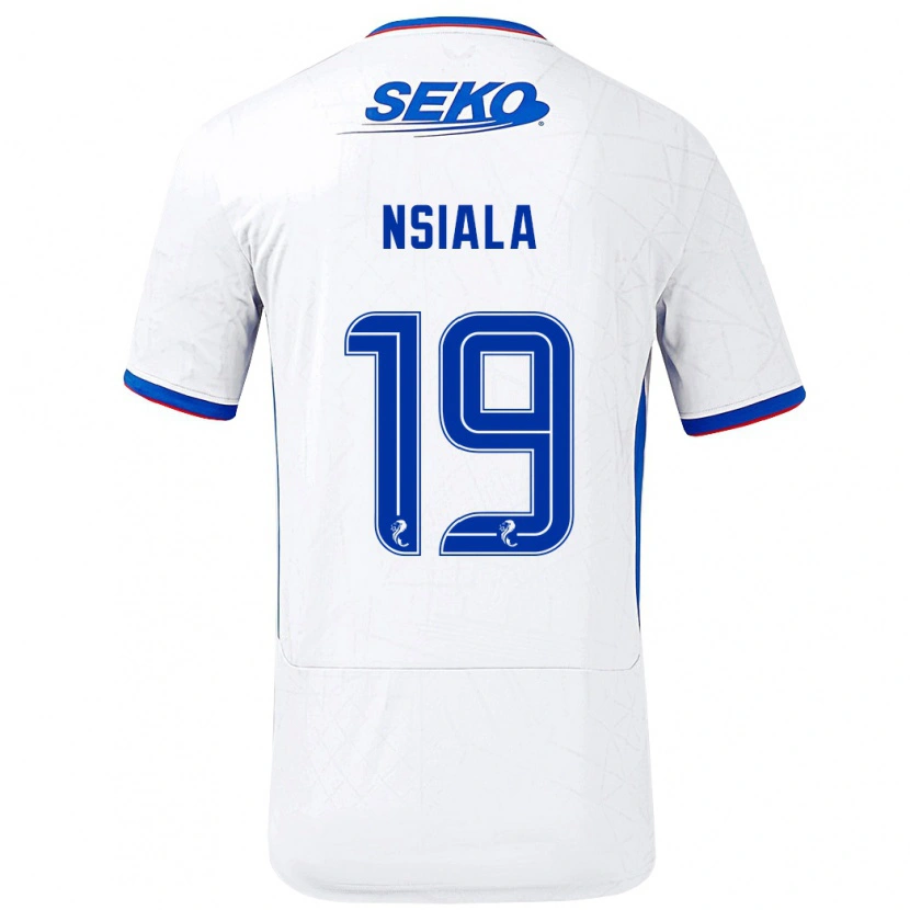 Danxen Uomo Maglia Clinton Nsiala #19 Bianco Blu Kit Gara Away 2024/25 Maglietta