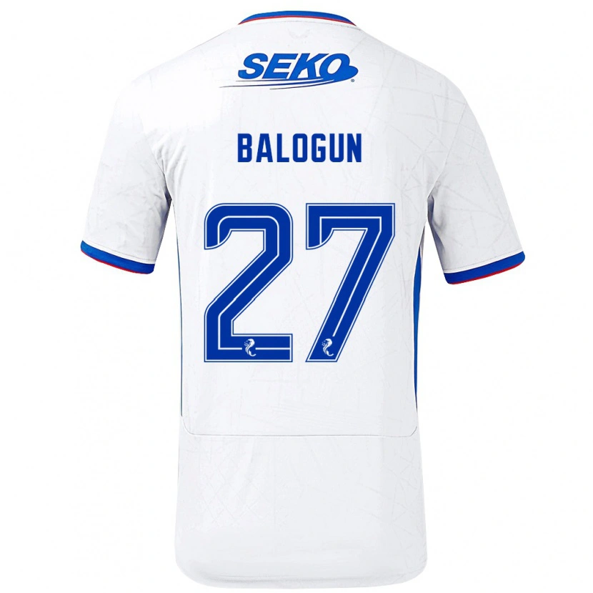 Danxen Uomo Maglia Leon Balogun #27 Bianco Blu Kit Gara Away 2024/25 Maglietta