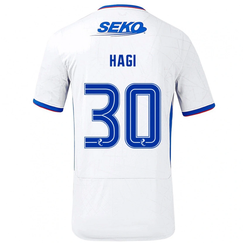 Danxen Uomo Maglia Ianis Hagi #30 Bianco Blu Kit Gara Away 2024/25 Maglietta