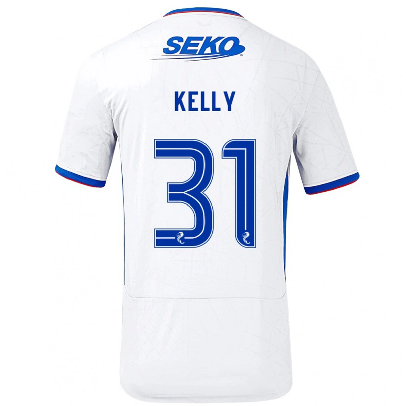 Danxen Uomo Maglia Liam Kelly #31 Bianco Blu Kit Gara Away 2024/25 Maglietta