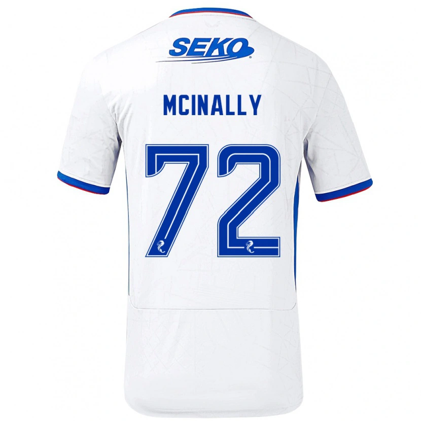 Danxen Uomo Maglia Darren Mcinally #72 Bianco Blu Kit Gara Away 2024/25 Maglietta
