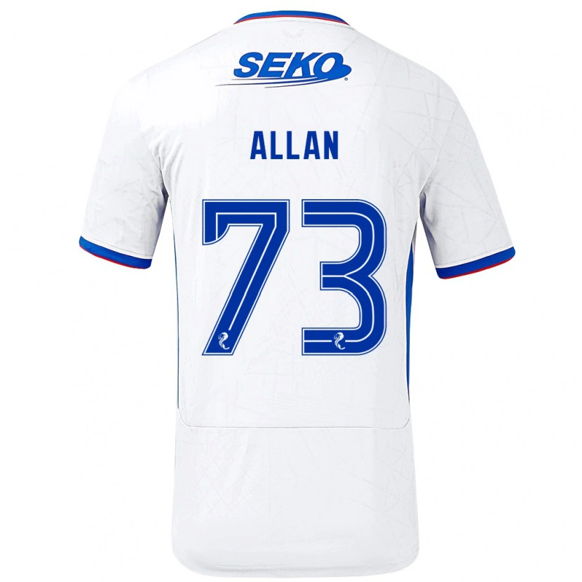 Danxen Uomo Maglia Connor Allan #73 Bianco Blu Kit Gara Away 2024/25 Maglietta