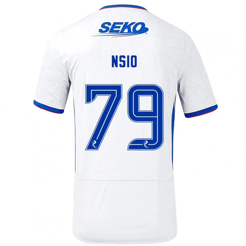 Danxen Uomo Maglia Paul Nsio #79 Bianco Blu Kit Gara Away 2024/25 Maglietta