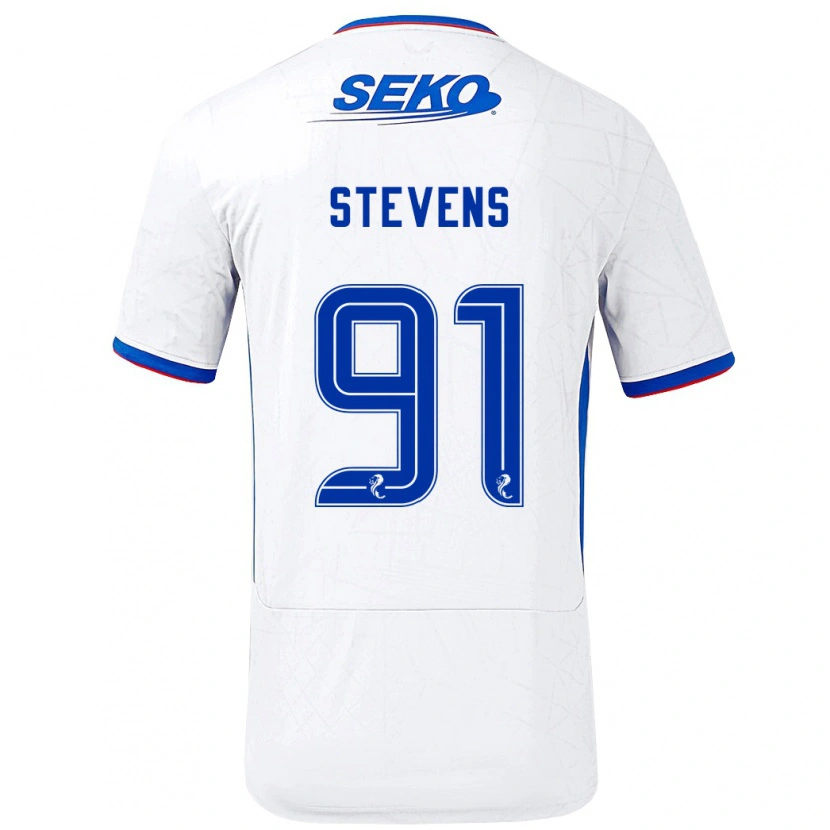 Danxen Uomo Maglia Archie Stevens #91 Bianco Blu Kit Gara Away 2024/25 Maglietta