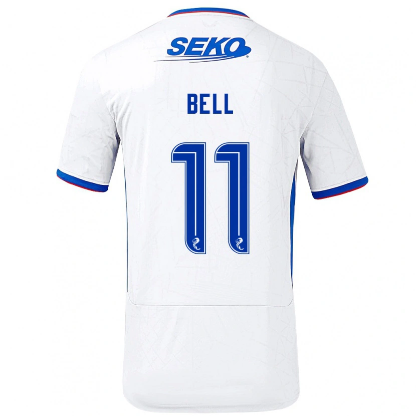 Danxen Uomo Maglia Megan Bell #11 Bianco Blu Kit Gara Away 2024/25 Maglietta