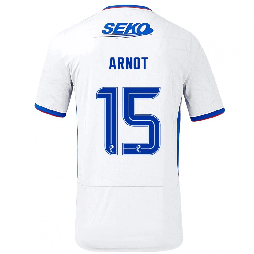 Danxen Uomo Maglia Lizzie Arnot #15 Bianco Blu Kit Gara Away 2024/25 Maglietta