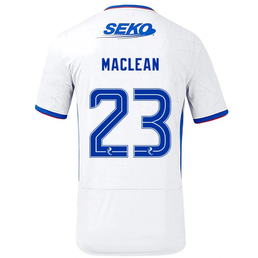 Danxen Uomo Maglia Kirsty Maclean #23 Bianco Blu Kit Gara Away 2024/25 Maglietta
