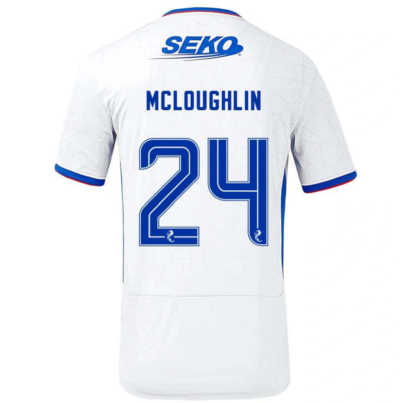 Danxen Uomo Maglia Olivia Mcloughlin #24 Bianco Blu Kit Gara Away 2024/25 Maglietta