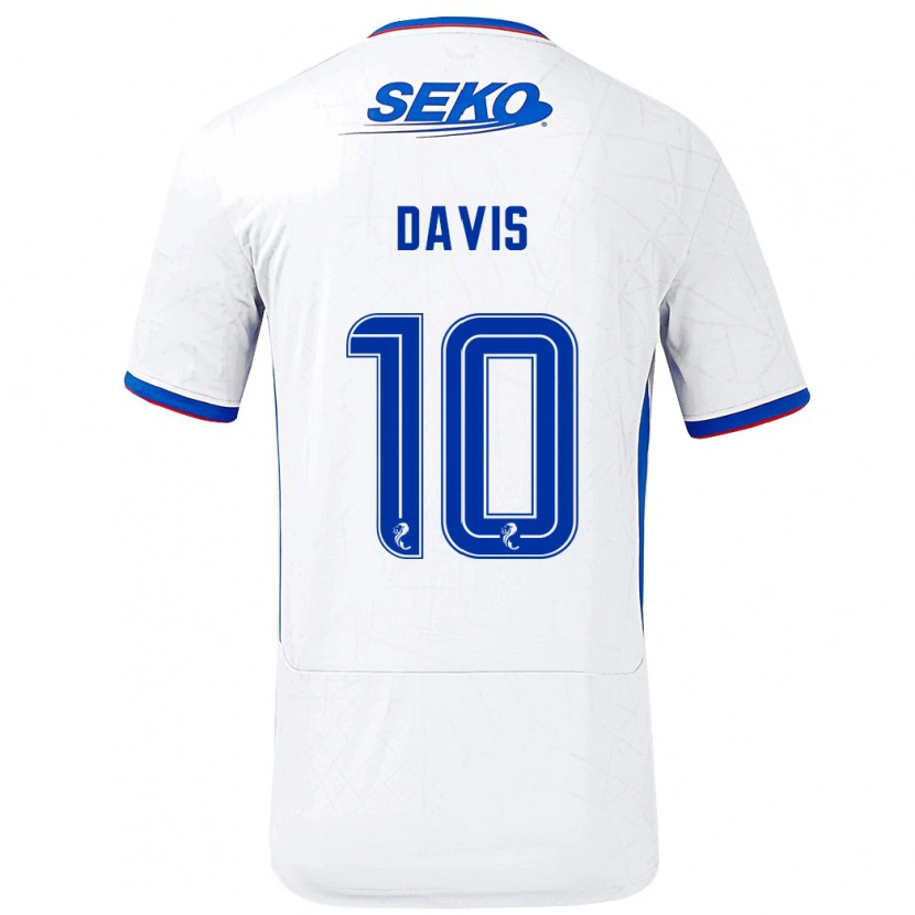Danxen Uomo Maglia Steven Davis #10 Bianco Blu Kit Gara Away 2024/25 Maglietta