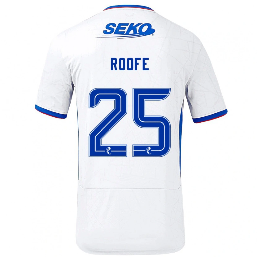 Danxen Uomo Maglia Kemar Roofe #25 Bianco Blu Kit Gara Away 2024/25 Maglietta