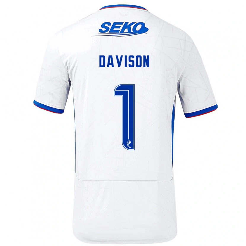 Danxen Uomo Maglia Hannah Davison #1 Bianco Blu Kit Gara Away 2024/25 Maglietta