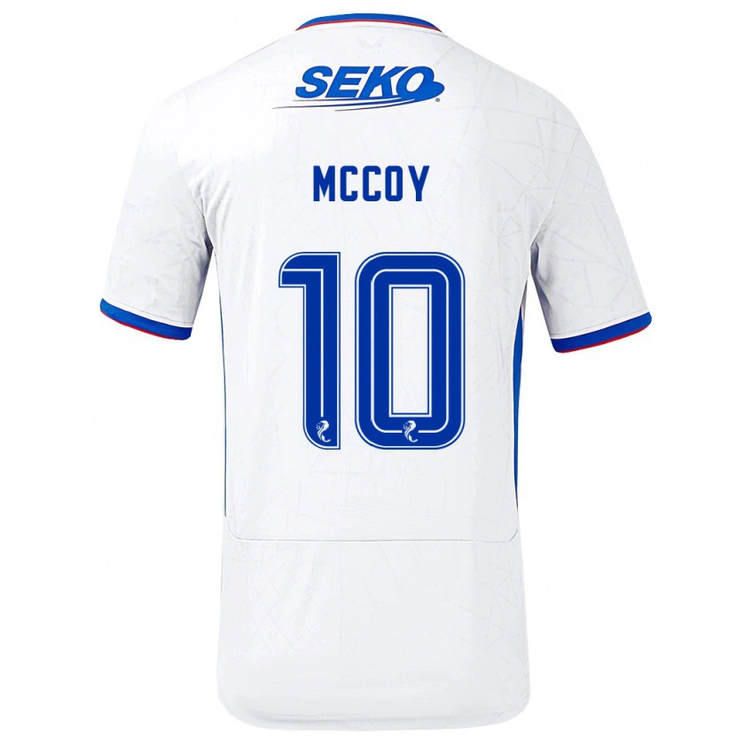 Danxen Uomo Maglia Kayla Mccoy #10 Bianco Blu Kit Gara Away 2024/25 Maglietta