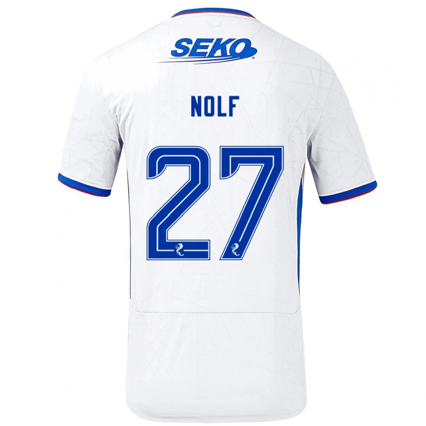 Danxen Uomo Maglia Madeline Nolf #27 Bianco Blu Kit Gara Away 2024/25 Maglietta