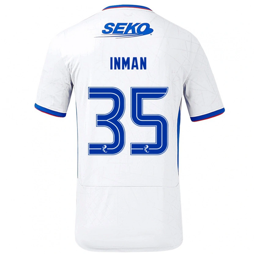 Danxen Uomo Maglia Lucy Inman #35 Bianco Blu Kit Gara Away 2024/25 Maglietta