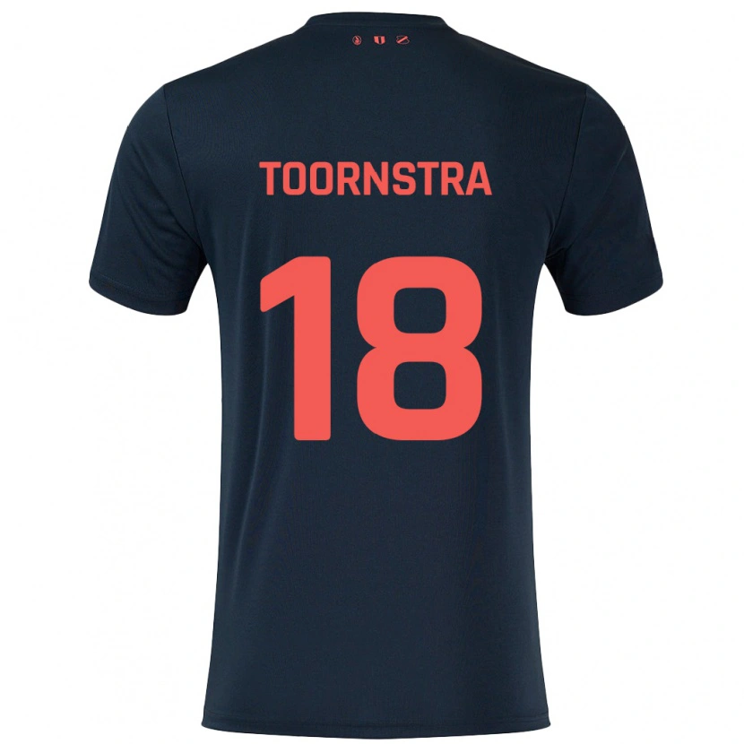 Danxen Uomo Maglia Jens Toornstra #18 Nero Rosso Kit Gara Away 2024/25 Maglietta