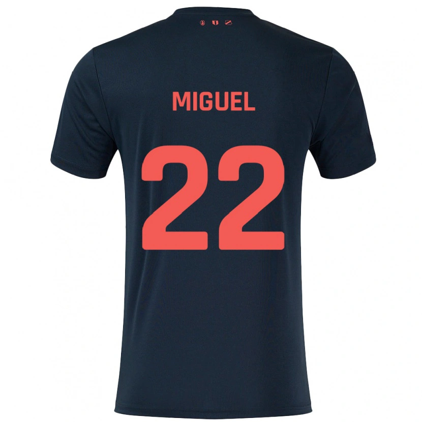 Danxen Uomo Maglia Miguel Rodríguez #22 Nero Rosso Kit Gara Away 2024/25 Maglietta