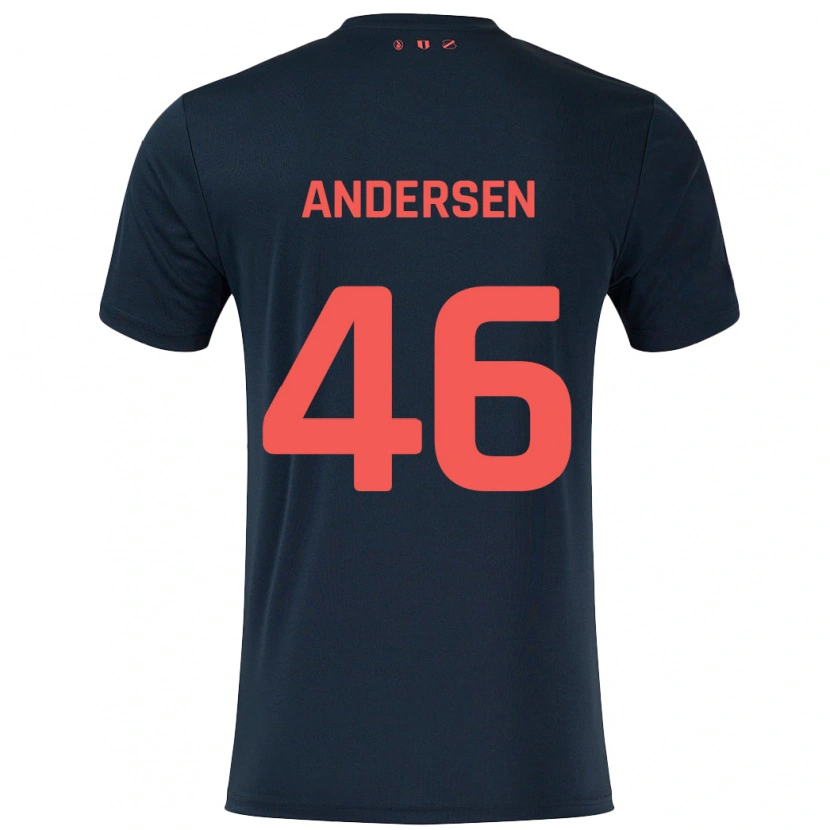 Danxen Uomo Maglia Silas Andersen #46 Nero Rosso Kit Gara Away 2024/25 Maglietta