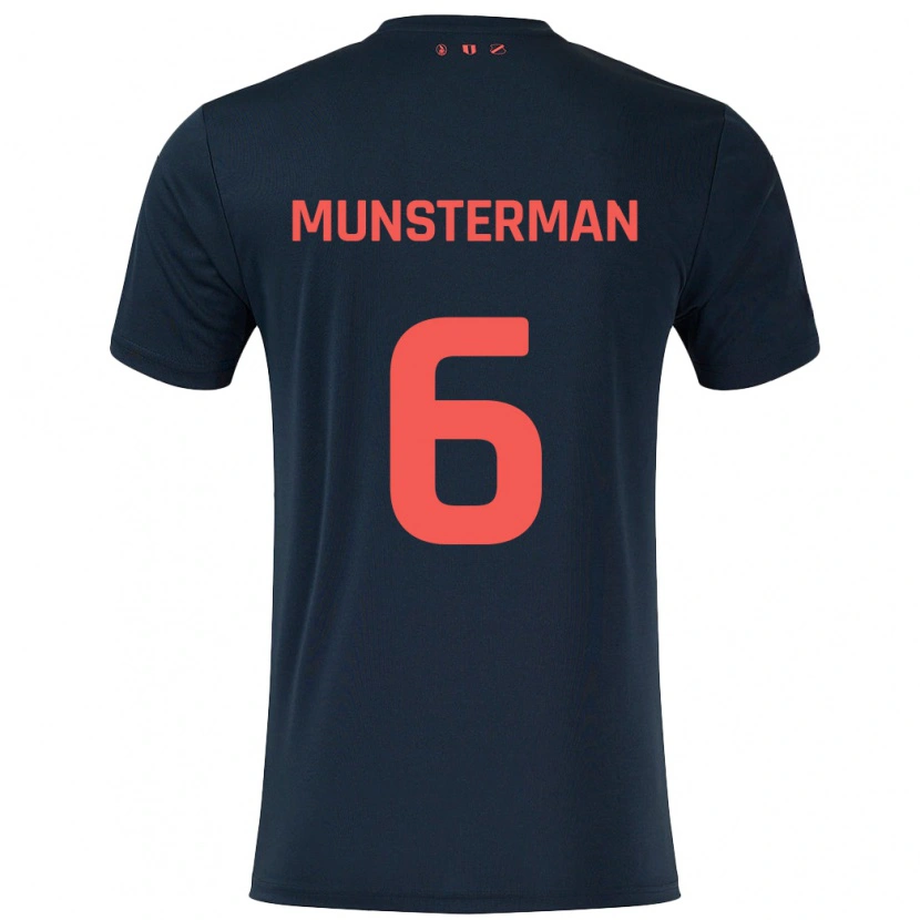 Danxen Uomo Maglia Marthe Munsterman #6 Nero Rosso Kit Gara Away 2024/25 Maglietta