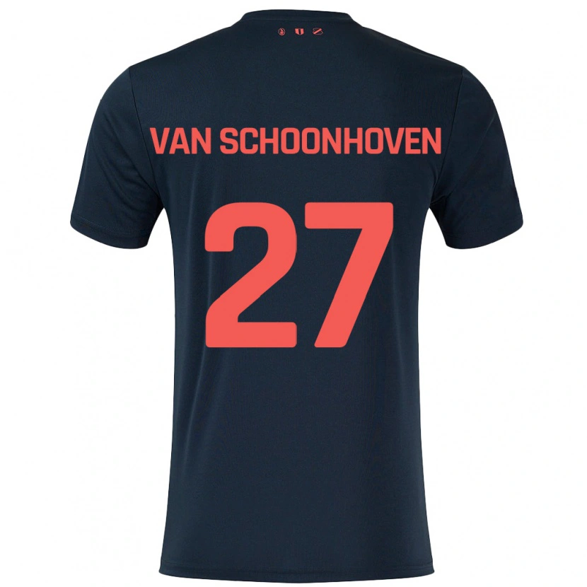 Danxen Uomo Maglia Nurija Van Schoonhoven #27 Nero Rosso Kit Gara Away 2024/25 Maglietta