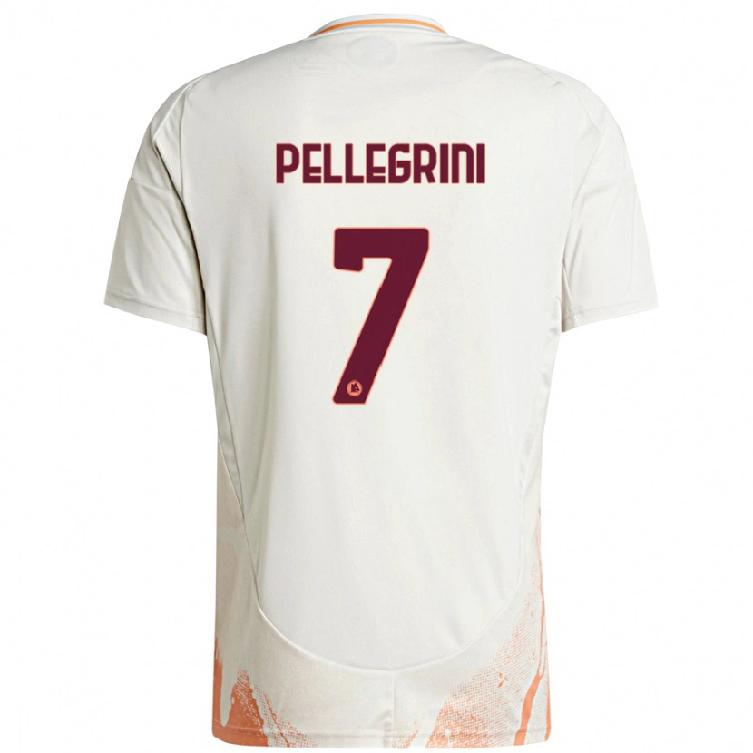 Danxen Uomo Maglia Lorenzo Pellegrini #7 Crema Bianco Arancione Kit Gara Away 2024/25 Maglietta