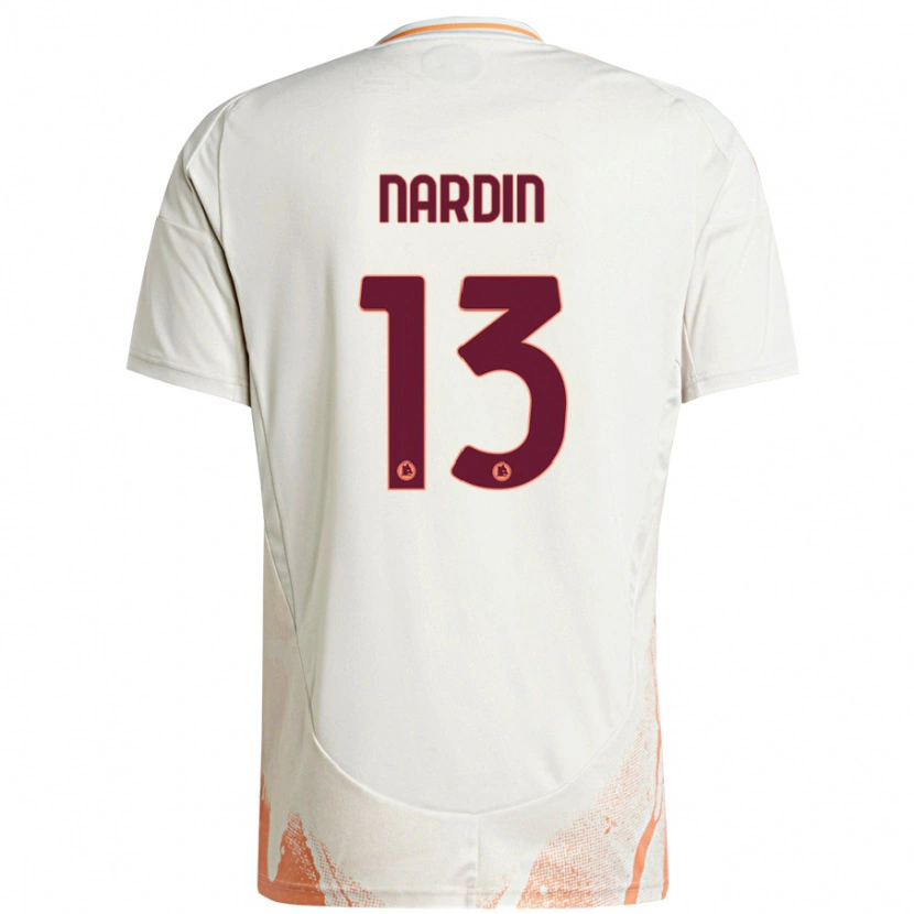 Danxen Uomo Maglia Federico Nardin #13 Crema Bianco Arancione Kit Gara Away 2024/25 Maglietta